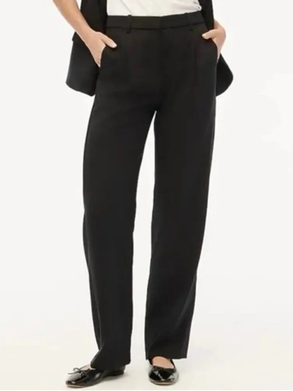 J. Crew Wide-leg Pleated Twill Trouser Pant High Rise Black 6 #A3091
